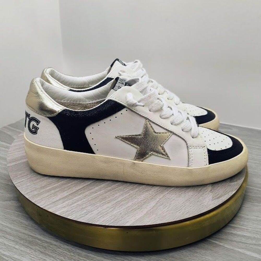 Vintage Havana Reflex Metallic Lace Up Sneakers black gold white size 7